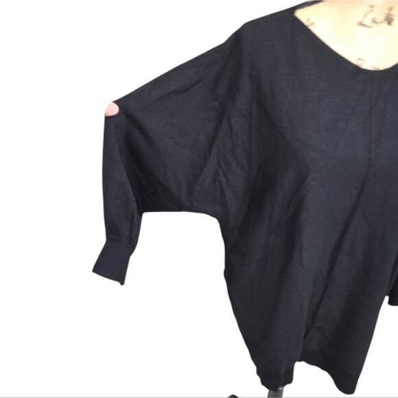 Max Studio Black V-Neck 3/4 Dolman‎ Sleeve Lightweight Sweater Plus Size 2X New - Picture 2 of 8